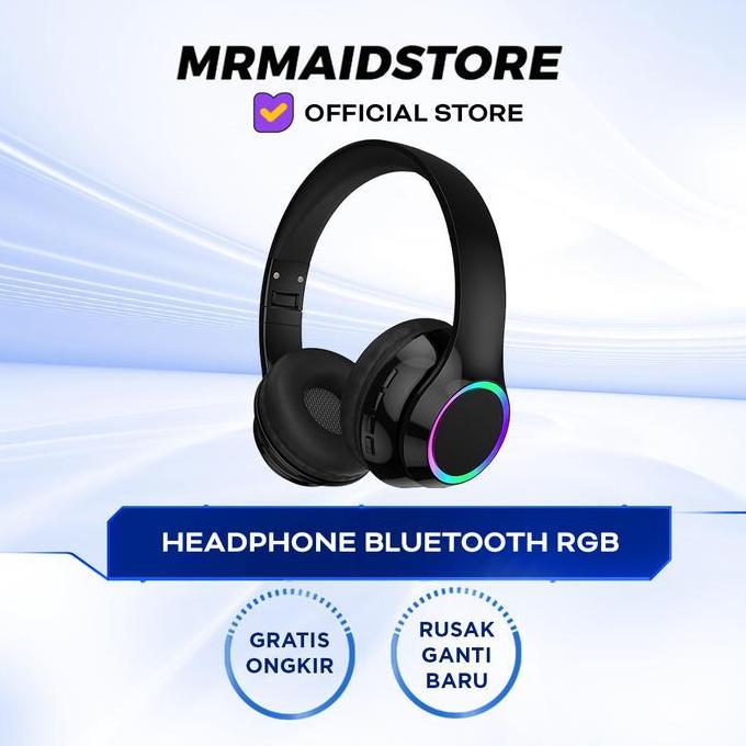 Headphone RGB | Headset Gaming - Bluetooth Wireless Gaming High Resolution Digital Audio (TERBAIK) (