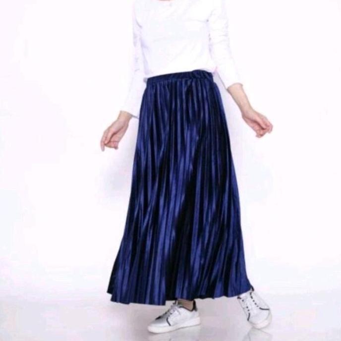 ROK PLISKET BLUDRU VELVET PANJANG// ROK PLISKET PANJANG BLU VELVET PREMIUM