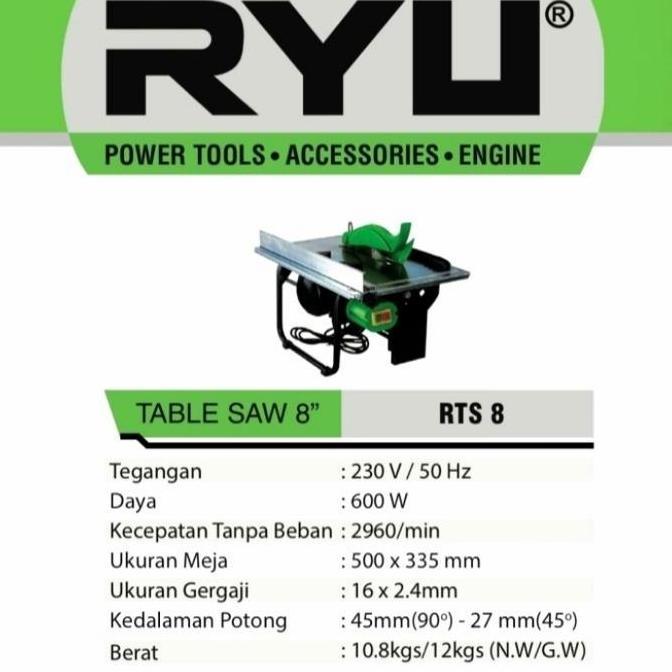 mesin gergaji meja Table Saw 8" 8 " inch Tekiro RYU RTS 8