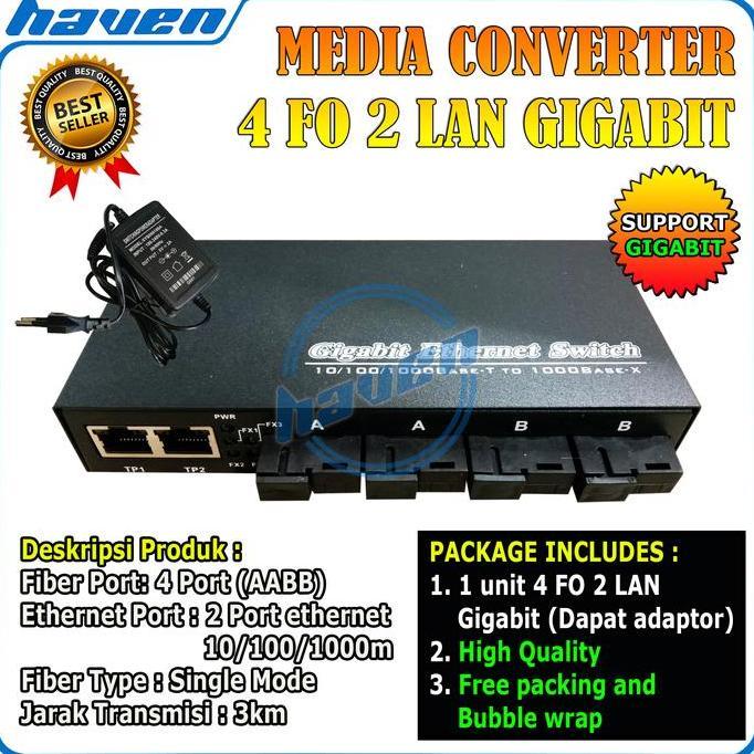 DI123 - SWITCH FIBER OPTIK ETHERNET FIBER SWITCH GIGABIT 4 FO 2 LAN