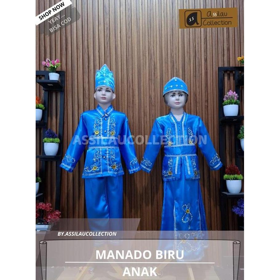 AI1 ~ Baju Adat Anak Sulawesi Utara/Manado Satuan (Laki/Cewek) Pakaian Aksesoris