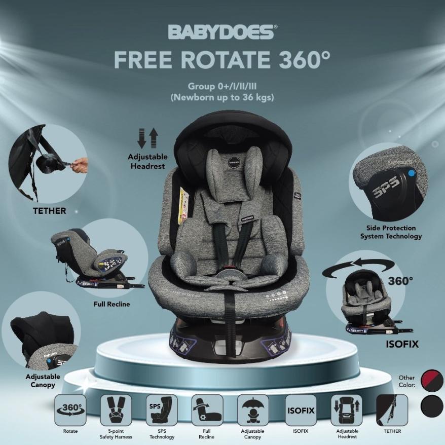 PROMO TERBARU Carseat Babydoes FULL Rotate 360 / Carseat Free Rotate / Transporter 360