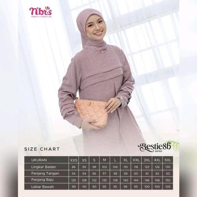 Gamis Nibras Terbaru Bestie 8B Warna Pink Dry Rose Bahan Micra Rayon Ringan Jatuh Baju Muslimah Cant