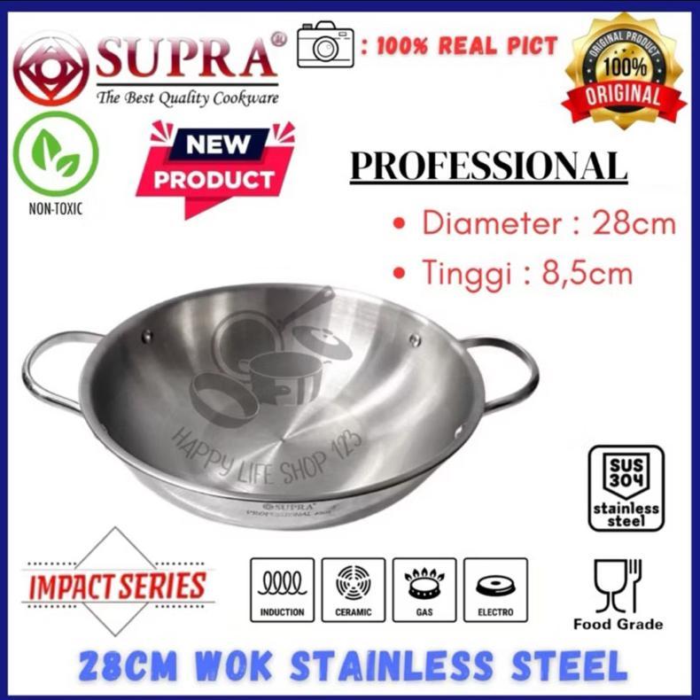 HOT PRODUCT SUPRA Deep Fry Pan Stainless Steel Preffesional SUS 304 / Penggorengan Stainless Impact 