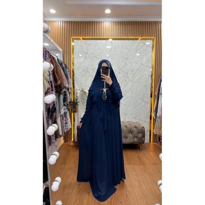 Muslim Meca set Dress Ceruti polosan mozza syari