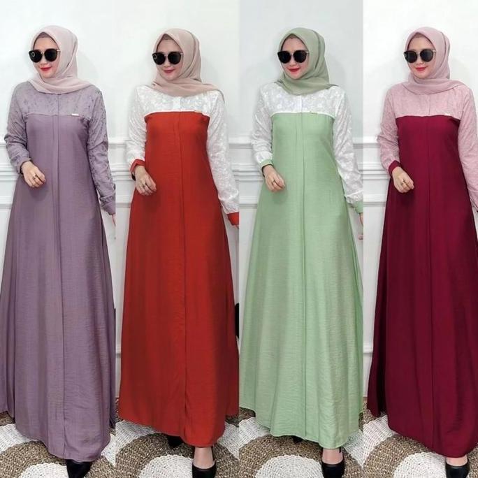 Gamis Katun Brukat Polo n Dress Irena Fashion