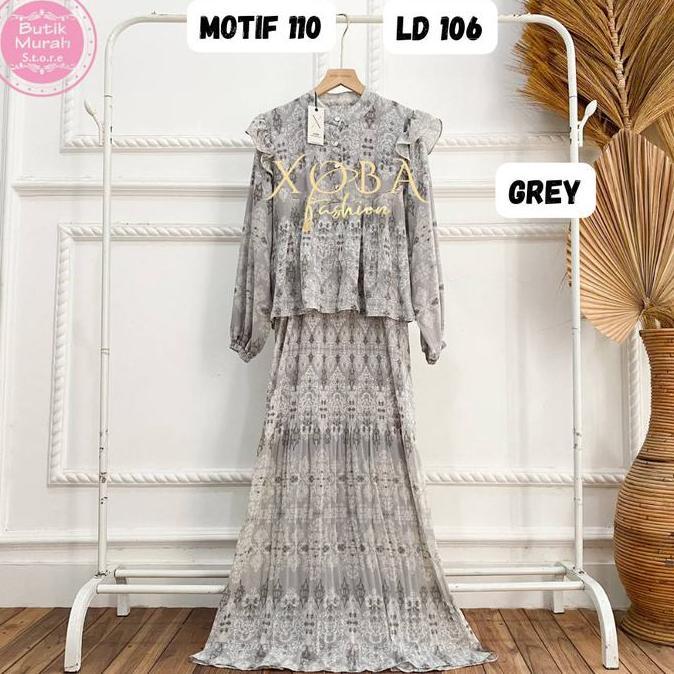 Xoba Fashion 3515 Motif 110-113 Gaun Kasual LD 106 Wanita Ceruti Full Furing Busana Muslim Wanita