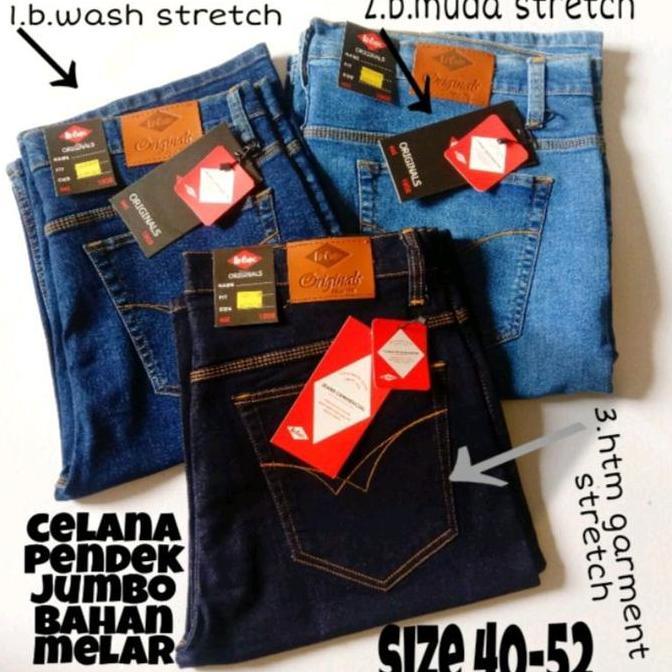 DS18 >> Celana Pendek Jeans Jumbo Pria Bahan Karet
