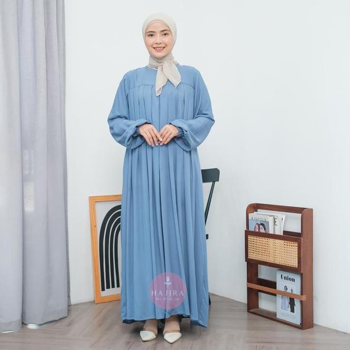 Hajira - Kinanti Gamis Premium Wanita Dress Muslimah Dewasa Remaja Mewah Denim Pesta Lebaran  | Simp