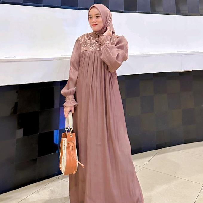 Gamis shimer Arabian sutra / Shimer Premium mix brukat Polos