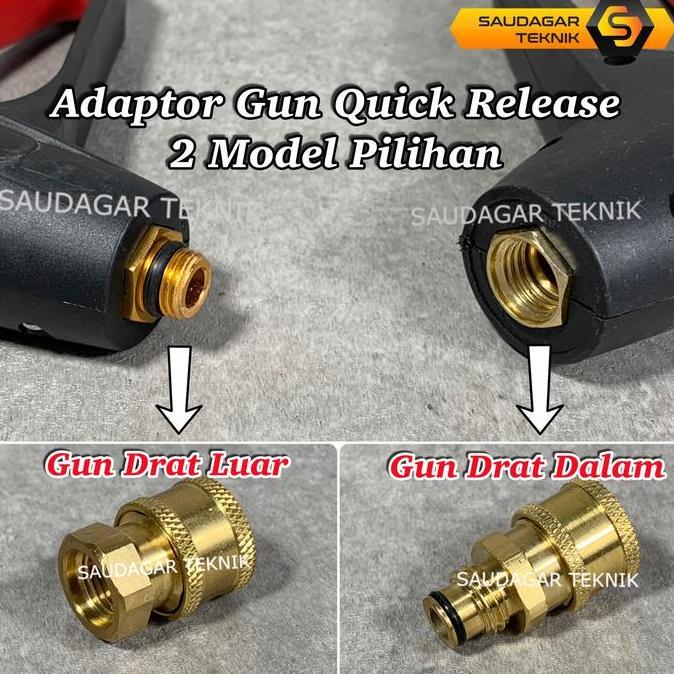 Adaptor Quick Release Khusus Gun Jet Cleaner Nepel Sambungan Gun Jet Cleaner Drat Dalam Drat Luar