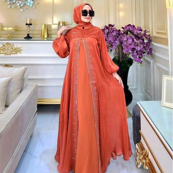 Kiranna Dress Shimmer Lunna Shimmer Gamis kondangan Bahan Shimmer Muslim Wanita