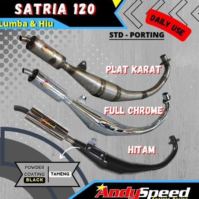Knalpot SATRIA 2TAK LUMBA HIU STANDAR RACING merk andy speed