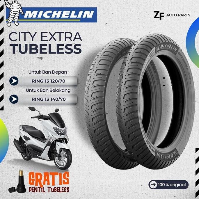 BAN MOTOR NMAX MICHELIN CITY EXTRA Ring 13 TUBELESS DEPAN BELAKANG NMAX