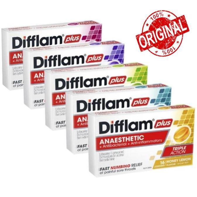 Difflam Plus Triple Action - 16 Lozenges (Permen Tenggorokan)