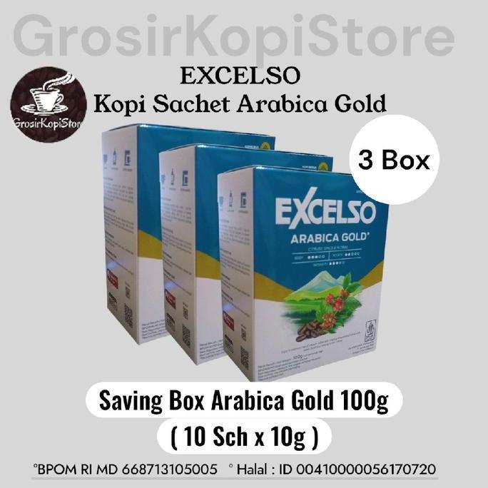 Kopi Sachet Excelso Arabica Gold- 3 Folding box  Coffee Bubuk Sachet Excelso Arabica Gold