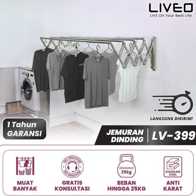 Jemuran Dinding Baju Stainless Steel Liveo LV399 Jemuran Lipat Gantung