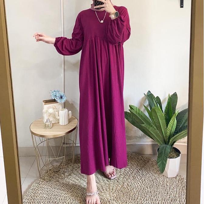 Premium Balena Midi Dres Kaos Polos Gamis Kaos  Maxi  Dress