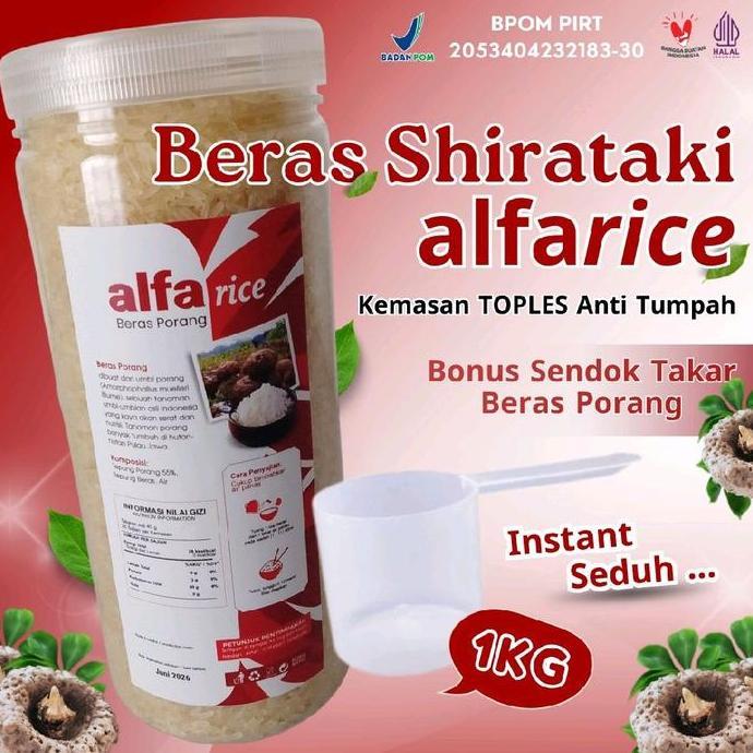 Beras Porang shirataki ALFARICE # 1 KG Toples + Bonus Sendok Takar