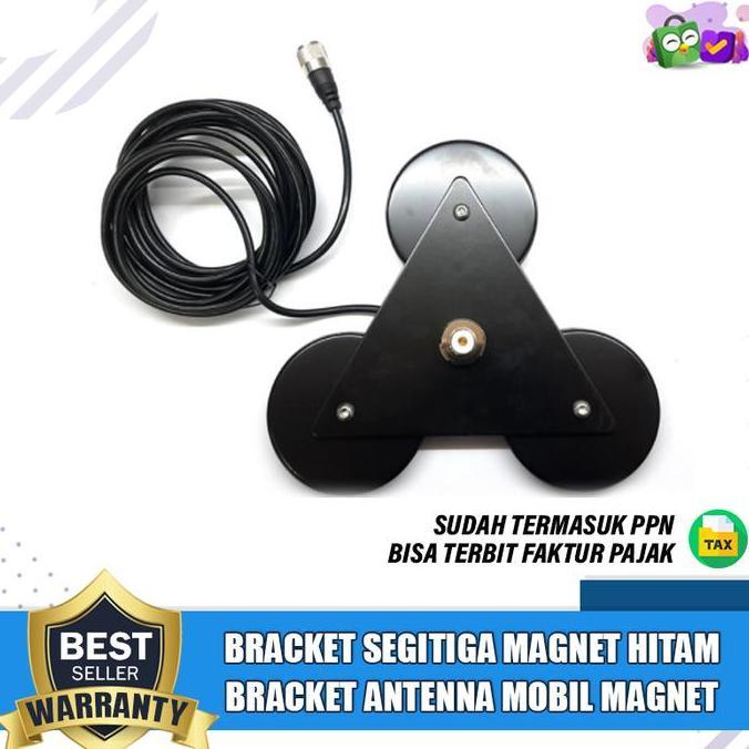 Bracket Segitiga Magnet Hitam 4 Meter Breket Antena Mobil Magnet Segitiga Black Kabel 4m