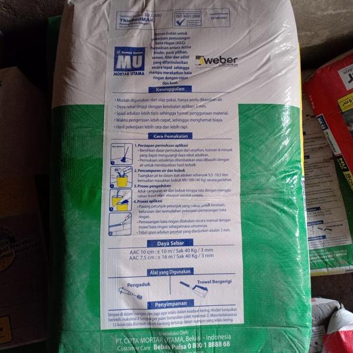 Ironbig- Mu 380 / Perekat Bata Ringan Mu380 / Lem Hebel