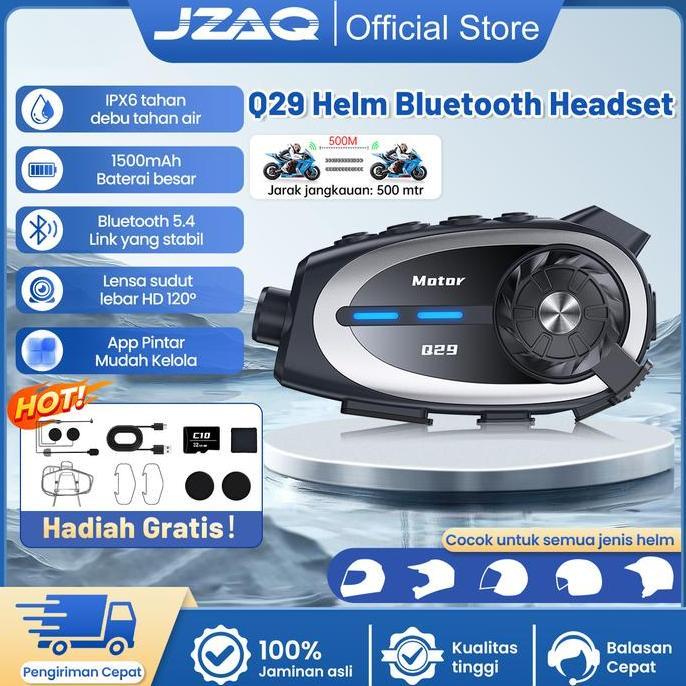 TERMURAH - JZAQ Q29 Interkom Helm Q29 Interkom Motor 500m dengan Kamera Wi-Fi 1080P - Kamera Helm In