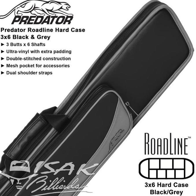 Predator Roadline 3x6 Soft Cue Case | Black & Grey Tas Stick Billiard