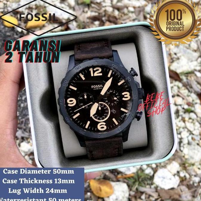 [ORIGINAL] Jam Tangan Pria Fossil JR1487 Chronograph Brown Leather terlaris