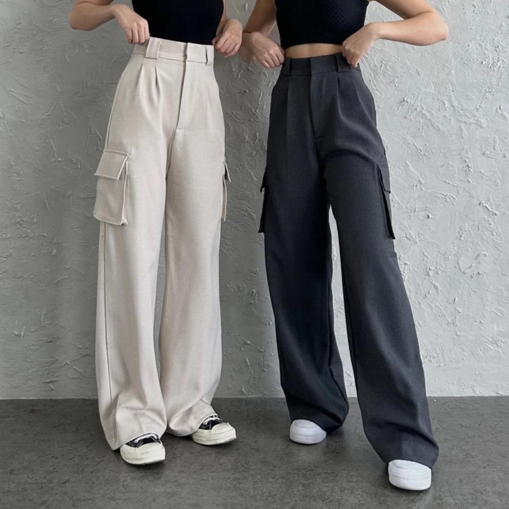 PREMIUM CELANA CARGO KOREAN STYLE - CELANA CARGO WANITA - CELANA CARGO HIGHWAIST WANITA PREMIUM
