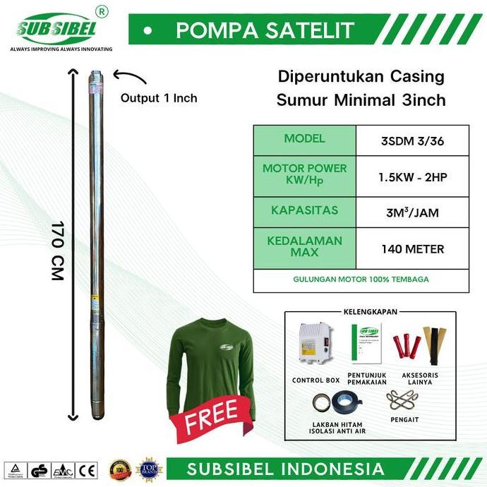 POMPA AIR POMPA SUBMERSIBLE 3SDM 3/36- 2 HP- Merek Subsibel