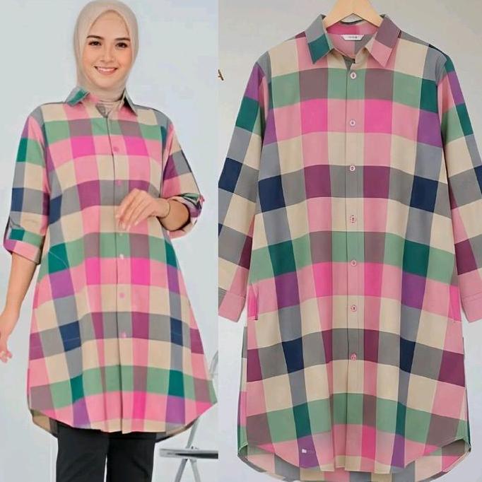 Premium Lintang Buwana Long Tunik Premium Import Salur Pakaian Wanita Tunik Blus Asimetris Tunik Blo