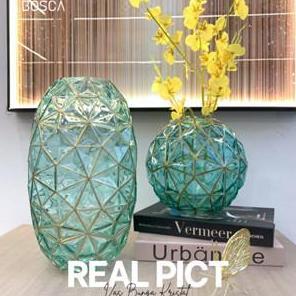 Vas Bunga Kristal Abu Gold / Vas Bunga Mewah Aestetic Kristal Abu Gold LZ