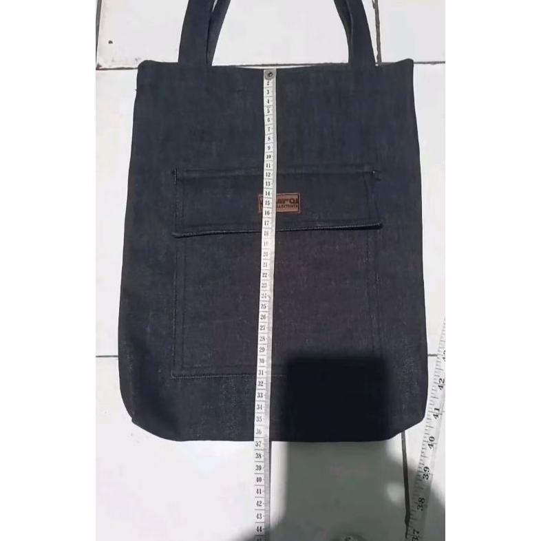 terbaru tote bag denim unisex bahan levis biru tua