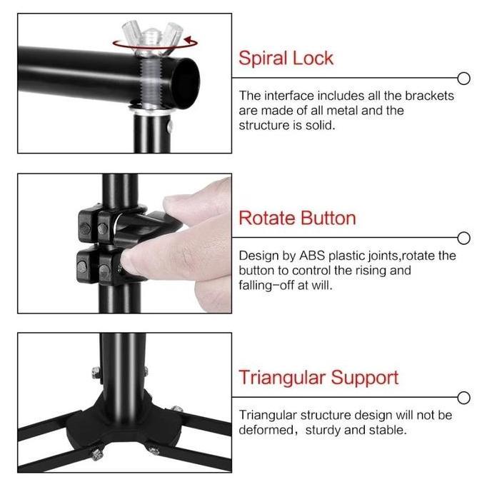 Lansungkirim- Tiang Kain Foto Green Screen Tripod Gawang Stand 3X2.5 M Back Ground Backdrop Studio L