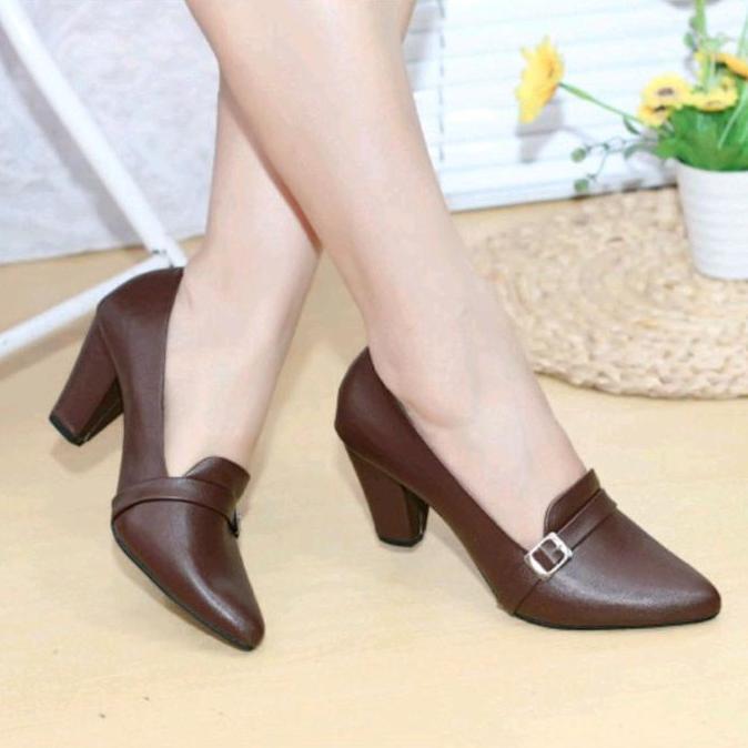 Discount Sepatu Wanita Pantofel Shp Terbaru Hak Tinggi (5-8 Cm) Heels Shoes Hitam Putih, Cokela