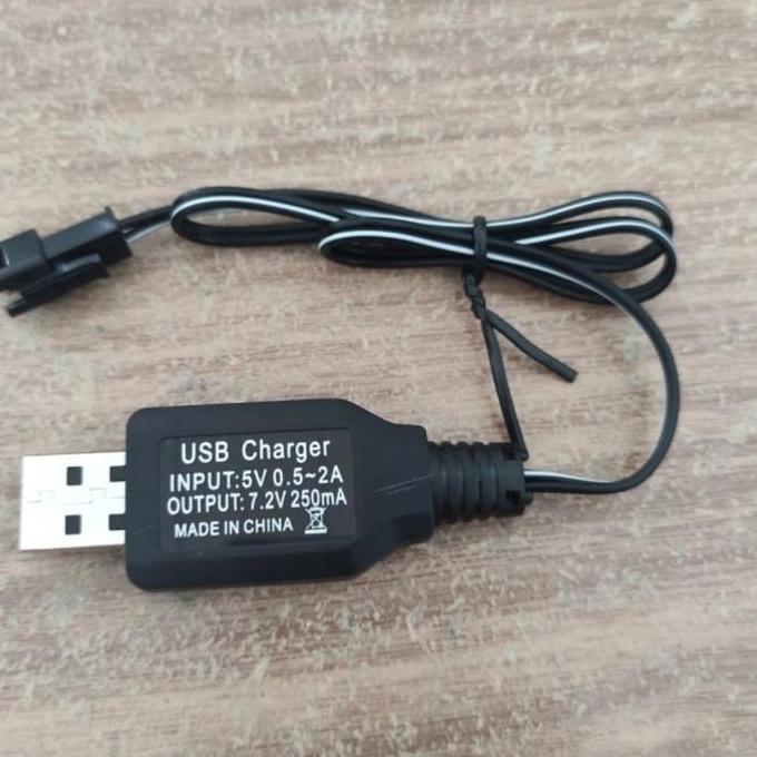 USB CHARGER / KABEL CHARGER USB BATERAI RC 7,2V 250mA SOKET HITAM
