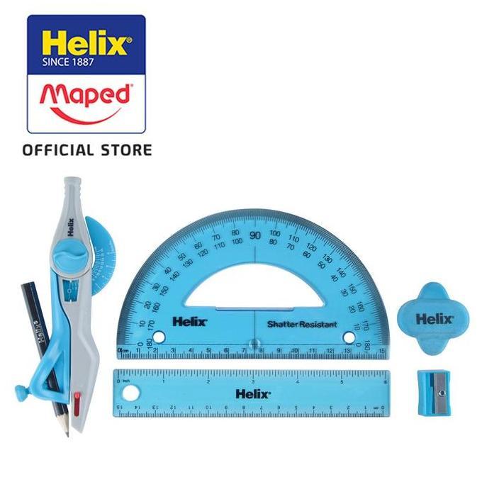 TERBARU - Helix Maths Set Super School Kit 6 Pcs Asscol