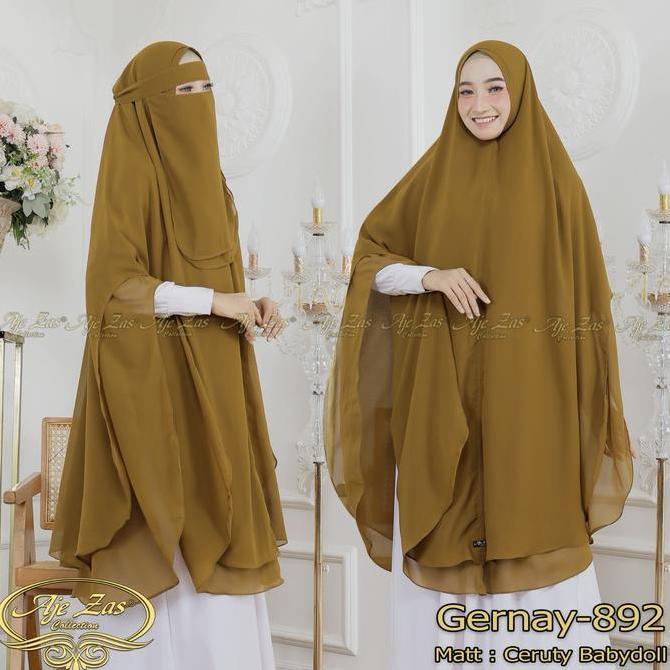 Hijab Syari Jumbo Kepala Non Pet Kode GERNAY Bahan Ceruty Babydoll By Ory AjeZas Collection