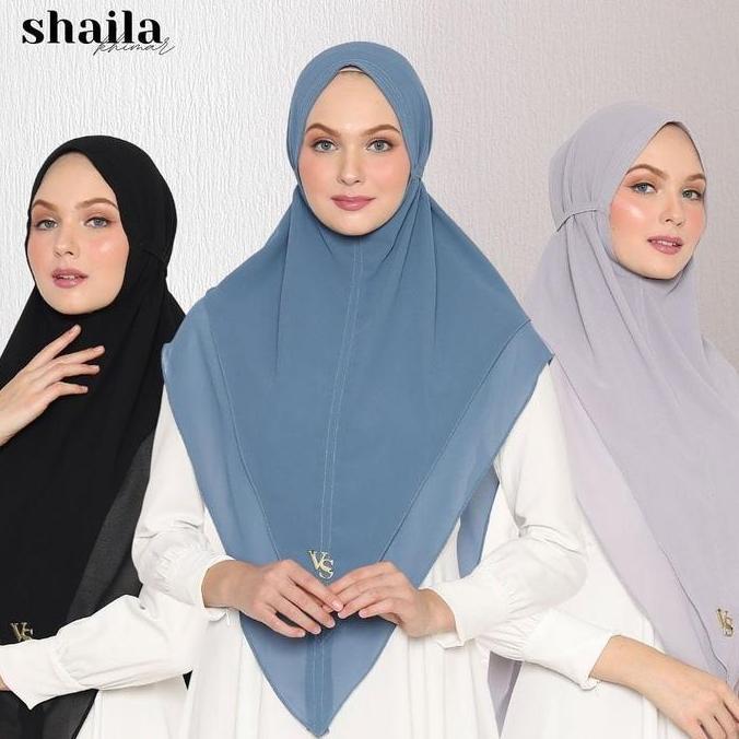 Khimar SHAILA Valenshaqueen Hijab bergo tali 2 layer jilbab non ped bahan ceruti babydoll premium Ik