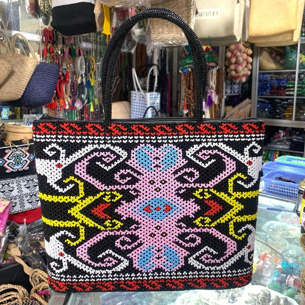 Tas0445 Tas Manik-Manik Motif Dayak/ Tas Manik Bakul