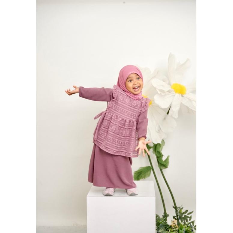 Termurah Little Shahia - Gamis Anak Putih Crinkle Kombinasi Broklat Usia 1-10 Tahun