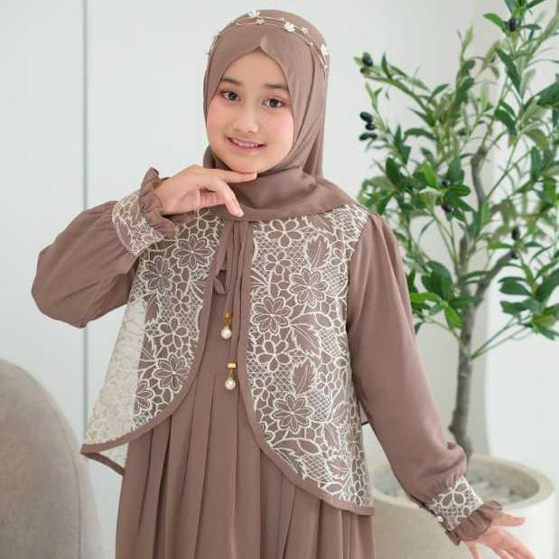 Hemat [Altair.Kids] Maudy Dress Set Dress Anak Perempuan Premium Dress Anak Perempuan Muslim Import 