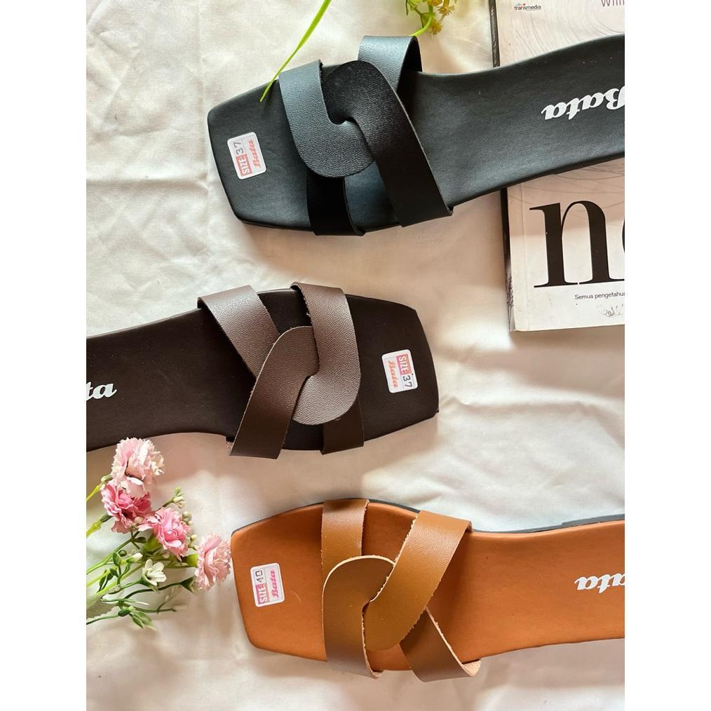 Cuci Gudang Sandal Selop Teplek Wanita Bata  Elegan Modis Anti Slip Sandal Flat Kekinian Cantik Vira