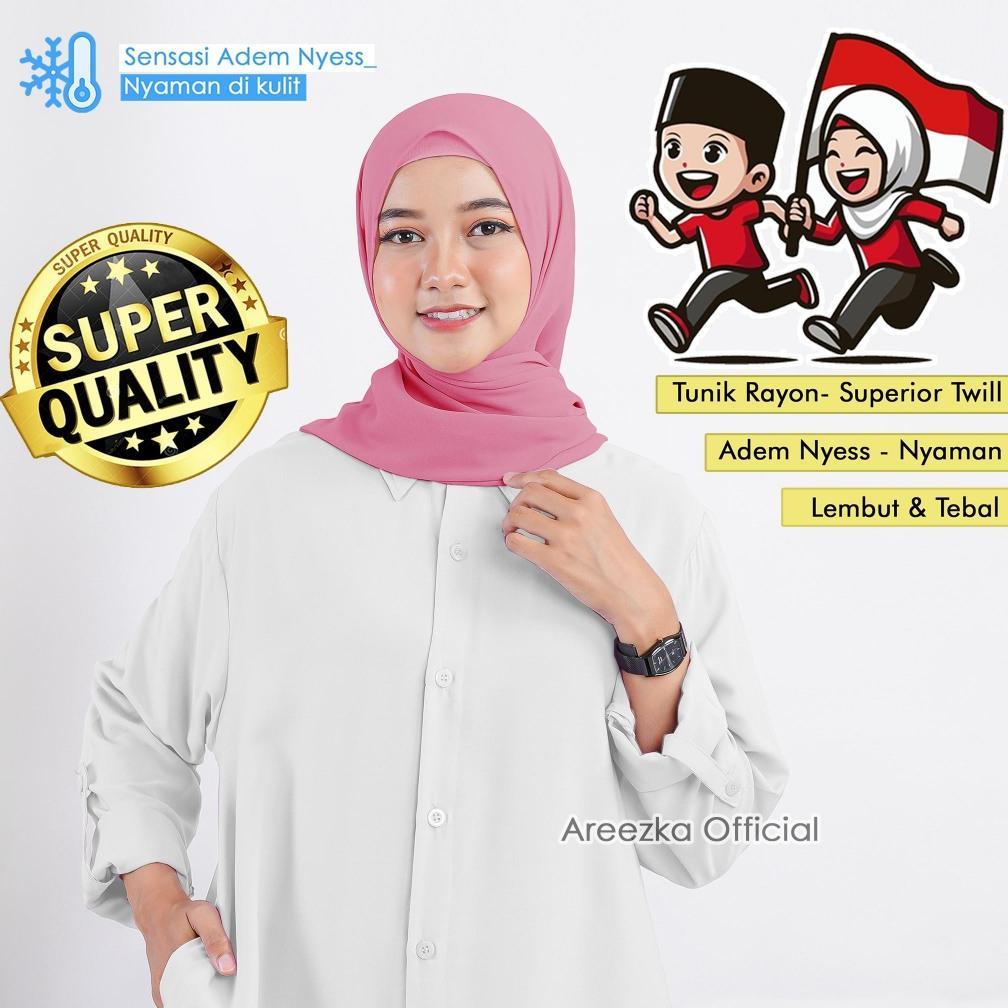 TERBARU Alila Tunik Putih Bersih Katun Toyobo Baju Kerja Putih Tunik Putih Jumbo