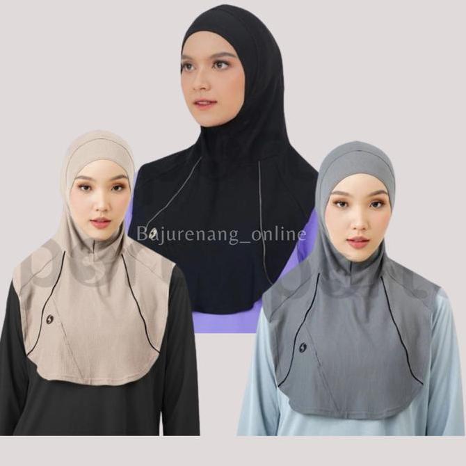 Hijab jilbab kerudung bergo olahraga sport jogging Tiara Sporte Wanita Hitam Panjang Muslim Sporty