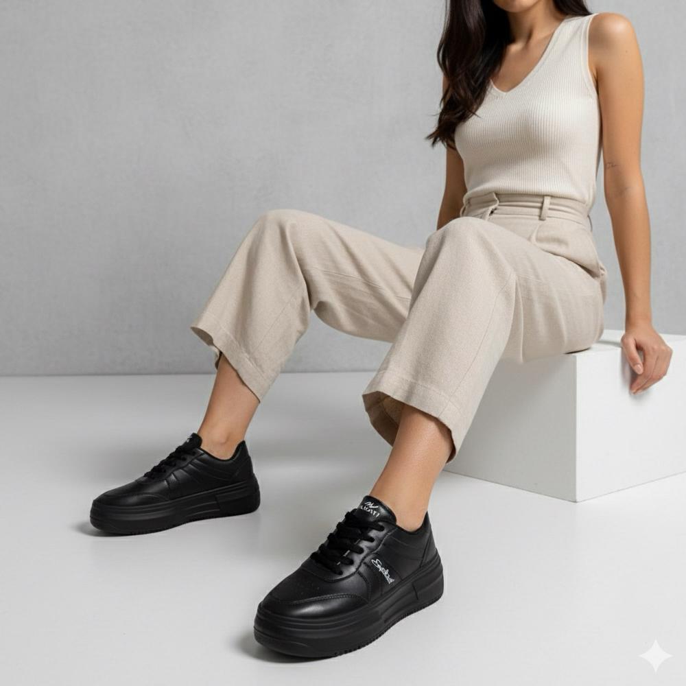 CUCI GUDANG MACATI Sepatu Sneakers Hitam Putih Wanita Pria Korean Style terbaru Sepatu Sekolah Wanit