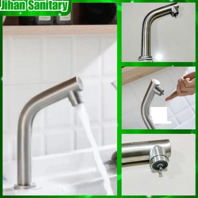 Kran wastafel tekan touch Stainless Kran Pencet Kran Tekan stainless 304