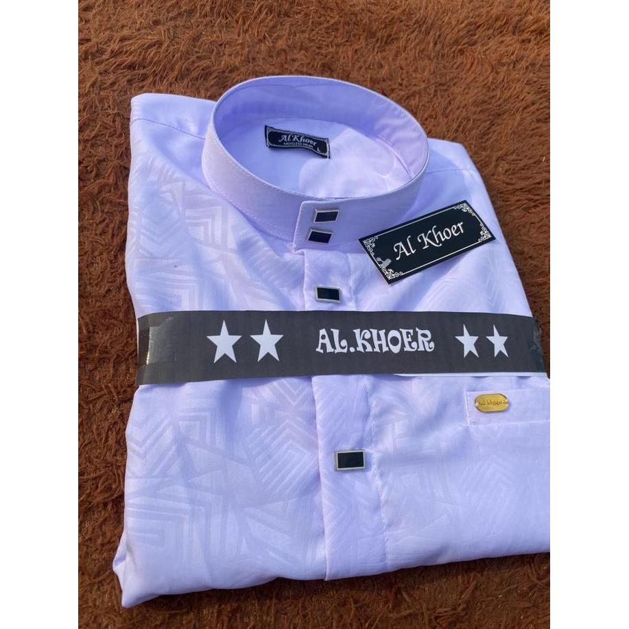 DISKON kemeja koko muslim kemeja formal putih bahan embos koko lebaran 2024 murah Motif Sultan DS