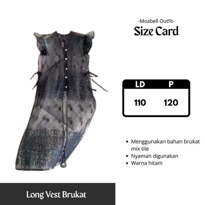 Black Noir Brukat One Set Kondangan 3in1 Setelan Wanita Kekinian Brokat Tile Long Vest Rok Tutu Puti