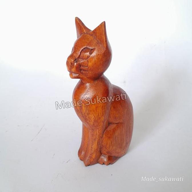 @#@#@#] Patung kayu kucing Duduk mini kerajinan ukiran handmade Bali
